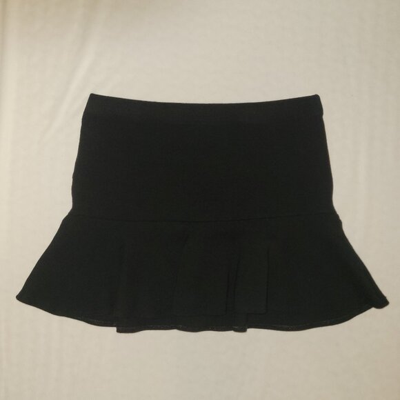 Zara | Black Stretch Flip Mini Skater Skirt Elastic Waist - Picture 2 of 5
